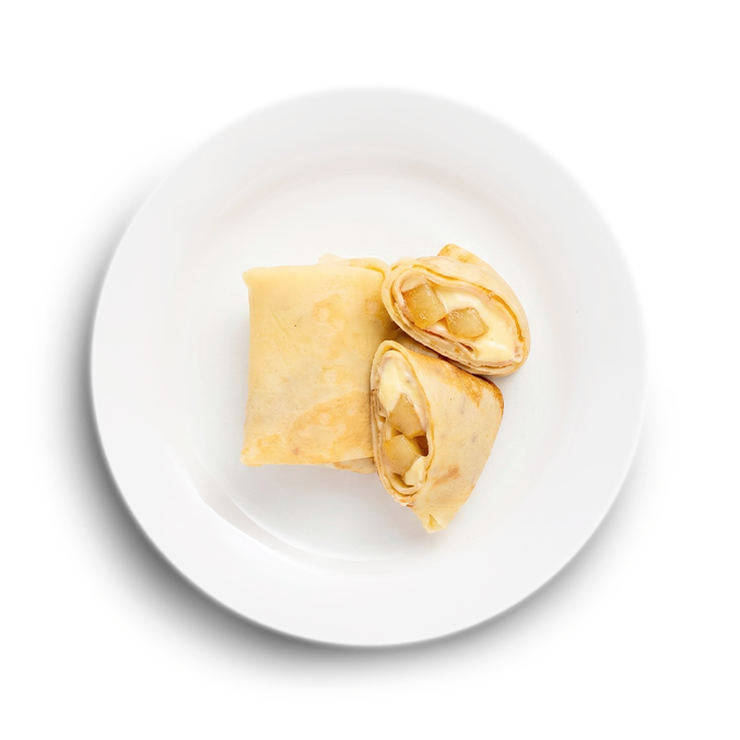 Блинчики с заварным кремом и пряной грушей 