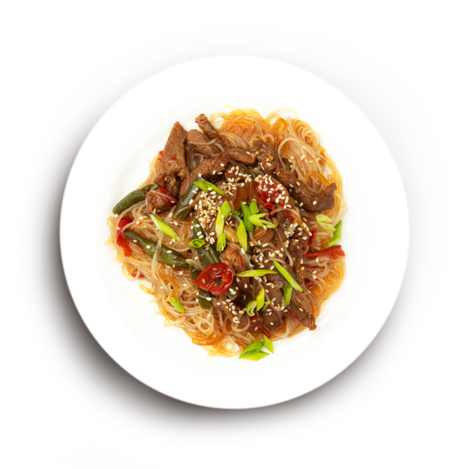 Салат с рисовой лапшой фунчоза по-корейски. Рецепт фунчозы с говядиной