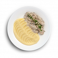 Бефстроганов из говядины с картофельным пюре